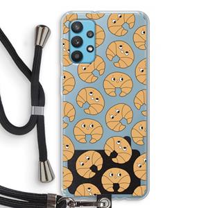 CaseCompany Croissant: Samsung Galaxy A32 4G Transparant Hoesje met koord
