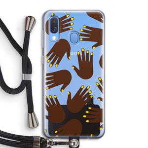 CaseCompany Hands dark: Samsung Galaxy A40 Transparant Hoesje met koord