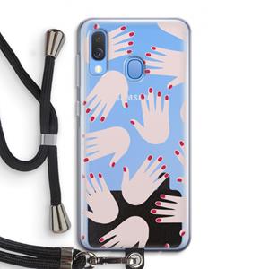 CaseCompany Hands pink: Samsung Galaxy A40 Transparant Hoesje met koord