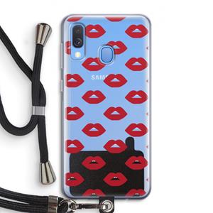 CaseCompany Lips: Samsung Galaxy A40 Transparant Hoesje met koord