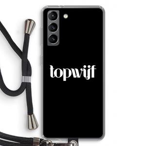 CaseCompany Topwijf Zwart: Samsung Galaxy S21 Transparant Hoesje met koord