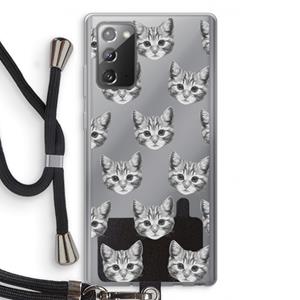 CaseCompany Kitten: Samsung Galaxy Note 20 / Note 20 5G Transparant Hoesje met koord