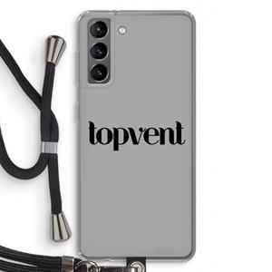 CaseCompany Topvent Grijs Zwart: Samsung Galaxy S21 Transparant Hoesje met koord
