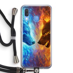 CaseCompany Fire & Ice: Samsung Galaxy A40 Transparant Hoesje met koord