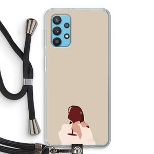 CaseCompany I drink wine: Samsung Galaxy A32 4G Transparant Hoesje met koord
