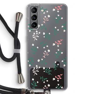 CaseCompany Small white flowers: Samsung Galaxy S21 Transparant Hoesje met koord