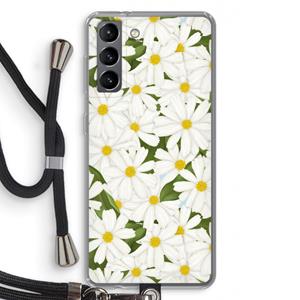 CaseCompany Summer Daisies: Samsung Galaxy S21 Transparant Hoesje met koord