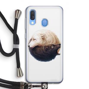 CaseCompany Yin Yang Wolves: Samsung Galaxy A40 Transparant Hoesje met koord