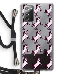 CaseCompany Musketon Unicorn: Samsung Galaxy Note 20 / Note 20 5G Transparant Hoesje met koord