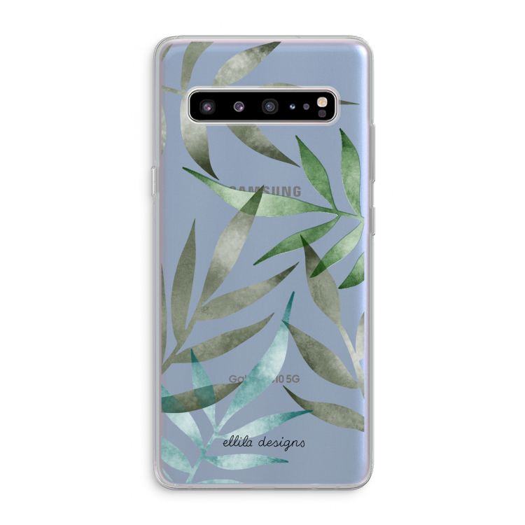 CaseCompany Tropical watercolor leaves: Samsung Galaxy S10 5G Transparant Hoesje