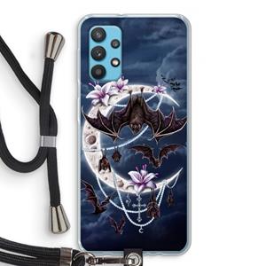 CaseCompany Vleermuizen Maan: Samsung Galaxy A32 4G Transparant Hoesje met koord
