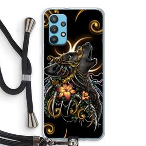 CaseCompany Huilende Wolf: Samsung Galaxy A32 4G Transparant Hoesje met koord