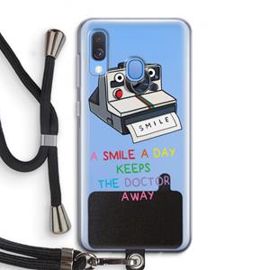 CaseCompany Smile: Samsung Galaxy A40 Transparant Hoesje met koord