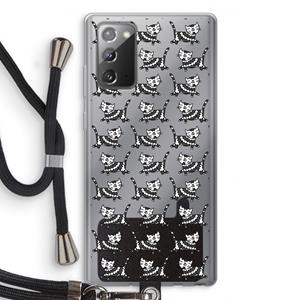 CaseCompany Zwarte poes: Samsung Galaxy Note 20 / Note 20 5G Transparant Hoesje met koord