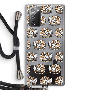 CaseCompany Slapende poes: Samsung Galaxy Note 20 / Note 20 5G Transparant Hoesje met koord