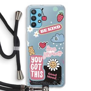 CaseCompany Positivity: Samsung Galaxy A32 4G Transparant Hoesje met koord