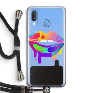 CaseCompany Lip Palette: Samsung Galaxy A40 Transparant Hoesje met koord