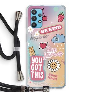 CaseCompany Positivity: Samsung Galaxy A32 4G Transparant Hoesje met koord