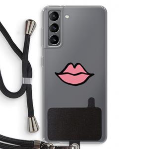 CaseCompany Kusje: Samsung Galaxy S21 Transparant Hoesje met koord