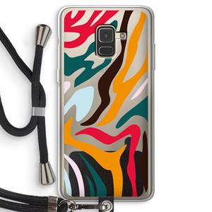 CaseCompany Colored Zebra: Samsung Galaxy A8 (2018) Transparant Hoesje met koord