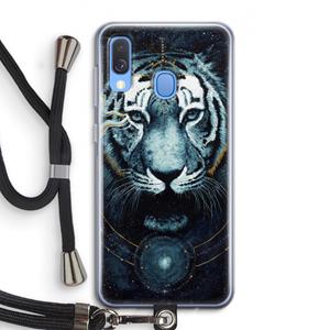 CaseCompany Darkness Tiger: Samsung Galaxy A40 Transparant Hoesje met koord