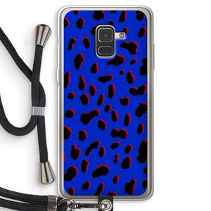 CaseCompany Blue Leopard: Samsung Galaxy A8 (2018) Transparant Hoesje met koord