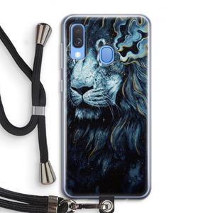 CaseCompany Darkness Lion: Samsung Galaxy A40 Transparant Hoesje met koord