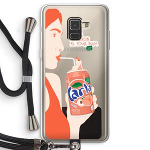 CaseCompany Peach please!: Samsung Galaxy A8 (2018) Transparant Hoesje met koord