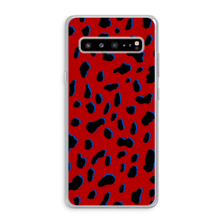 CaseCompany Red Leopard: Samsung Galaxy S10 5G Transparant Hoesje