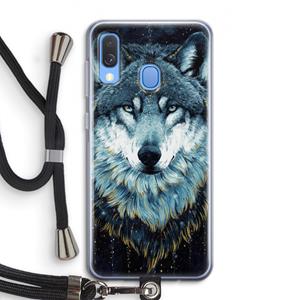 CaseCompany Darkness Wolf: Samsung Galaxy A40 Transparant Hoesje met koord