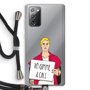 CaseCompany Gimme a call: Samsung Galaxy Note 20 / Note 20 5G Transparant Hoesje met koord