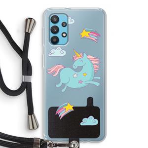 CaseCompany Vliegende eenhoorn: Samsung Galaxy A32 4G Transparant Hoesje met koord