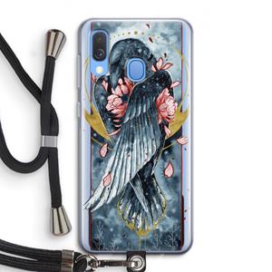 CaseCompany Golden Raven: Samsung Galaxy A40 Transparant Hoesje met koord