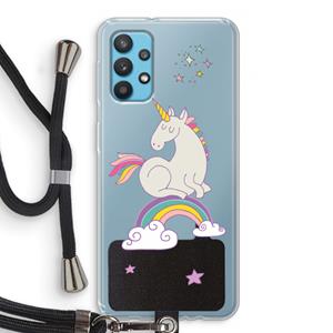 CaseCompany Regenboog eenhoorn: Samsung Galaxy A32 4G Transparant Hoesje met koord
