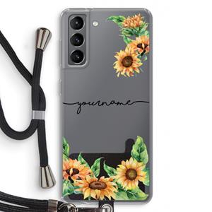 CaseCompany Zonnebloemen: Samsung Galaxy S21 Transparant Hoesje met koord