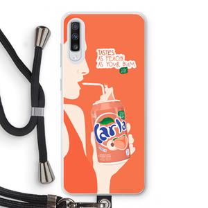 CaseCompany Peach please!: Samsung Galaxy A70 Transparant Hoesje met koord