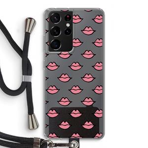 CaseCompany Lipjes: Samsung Galaxy S21 Ultra Transparant Hoesje met koord