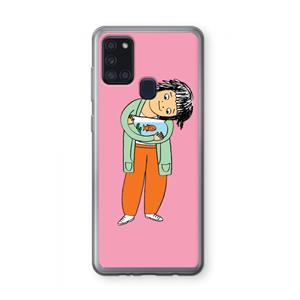 CaseCompany Visknuffel: Samsung Galaxy A21s Transparant Hoesje