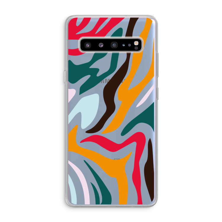 CaseCompany Colored Zebra: Samsung Galaxy S10 5G Transparant Hoesje