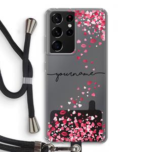 CaseCompany Hartjes en kusjes: Samsung Galaxy S21 Ultra Transparant Hoesje met koord