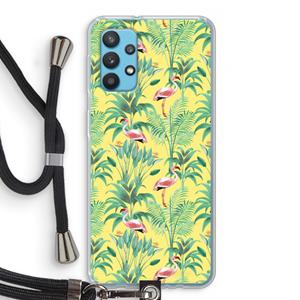 CaseCompany Flamingo party: Samsung Galaxy A32 4G Transparant Hoesje met koord