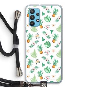 CaseCompany Ananas bladeren: Samsung Galaxy A32 4G Transparant Hoesje met koord