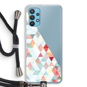 CaseCompany Gekleurde driehoekjes pastel: Samsung Galaxy A32 4G Transparant Hoesje met koord