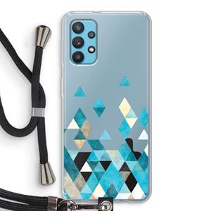 CaseCompany Gekleurde driehoekjes blauw: Samsung Galaxy A32 4G Transparant Hoesje met koord