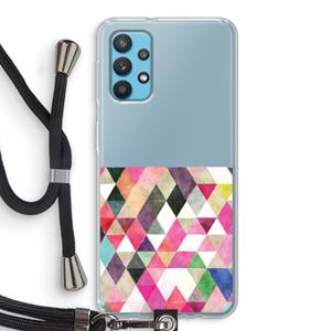 CaseCompany Gekleurde driehoekjes: Samsung Galaxy A32 4G Transparant Hoesje met koord