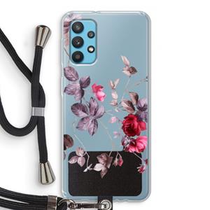 CaseCompany Mooie bloemen: Samsung Galaxy A32 4G Transparant Hoesje met koord