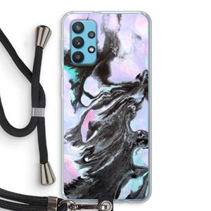 CaseCompany Pastel zwart: Samsung Galaxy A32 4G Transparant Hoesje met koord