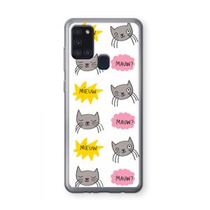 CaseCompany Meow: Samsung Galaxy A21s Transparant Hoesje