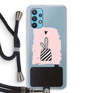 CaseCompany Zwart-wit cactus: Samsung Galaxy A32 4G Transparant Hoesje met koord