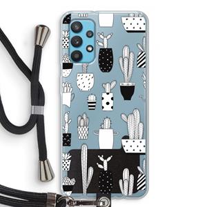 CaseCompany Cactusmotief: Samsung Galaxy A32 4G Transparant Hoesje met koord